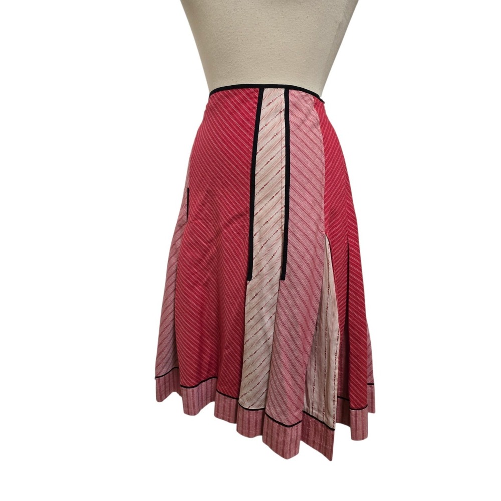 Vintage Anthropologie Red Mixed Stripe Skirt Size 10 Womens 2004 - Picture 3 of 8